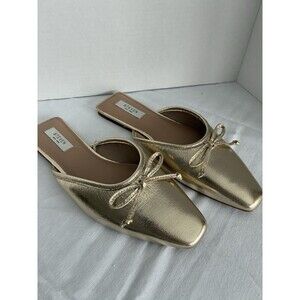 Steven New York Women Calandra Gold Metallic Slip On Mule Flat Sz 9 NWOB